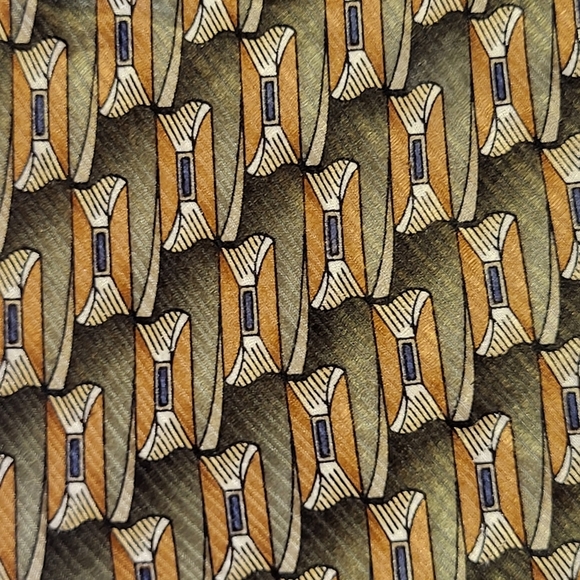 Vintage XMI for Nordstrom Gold and Orange Print Silk Tie - Picture 3 of 5